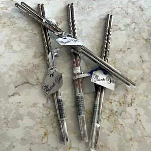 4x pairs stainless steel chopsticks BPA free lightweight metal NWT FREE ramen 🍜